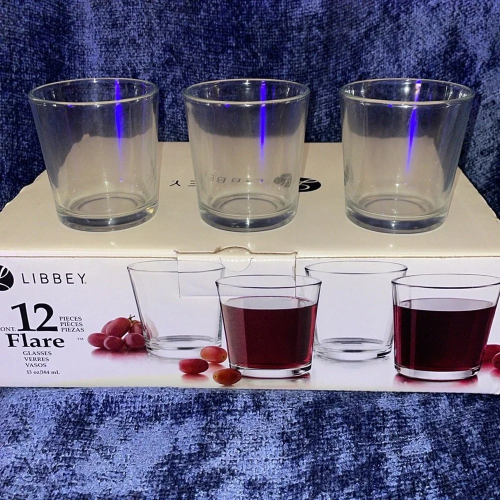 NIB Libbey Flare Glass Set. Clear Design. Qty. (12). - Picture 3 of 4